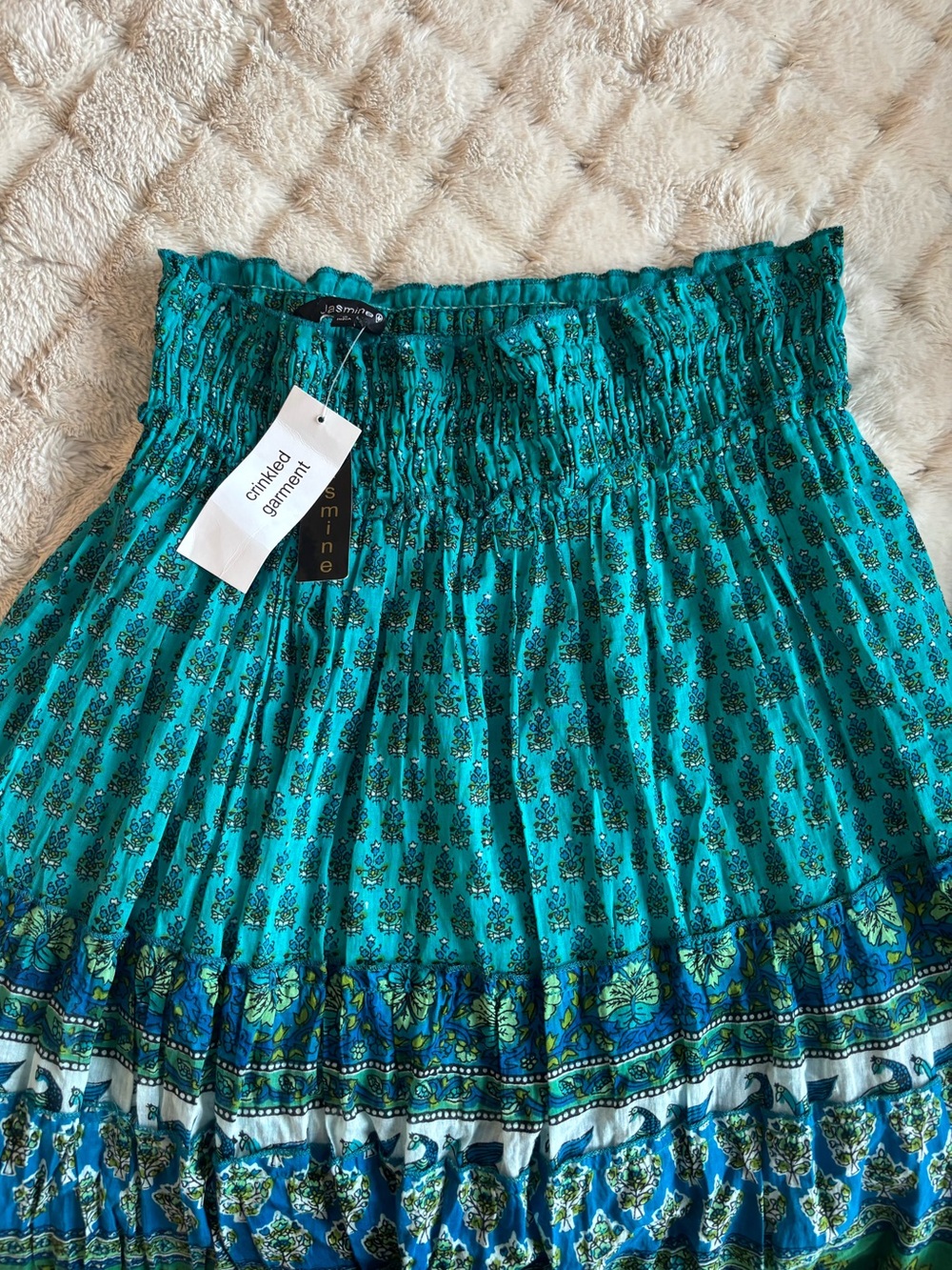 Jasmine Teal and Blue Floral Smocked Maxi Skirt